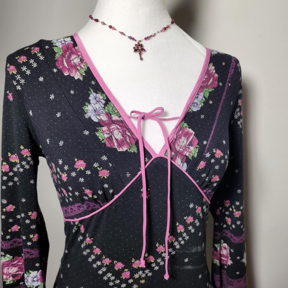 Betsey Johnson HTF Ultra Rare Vintage Whimsigoth Fairycore Longsleeve Top S - Picture 3 of 9